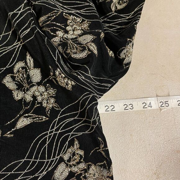 R&M Richards NWT Black Gold Fringe Formal Cocktail Long Sleeve Top 16 - Picture 9 of 12